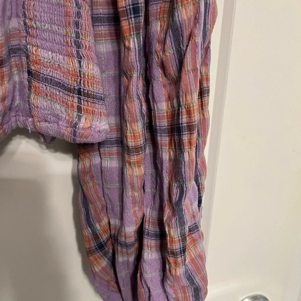 Free People Cherry Bomb cropped purple madras corset top size small petite SP - Picture 10 of 15